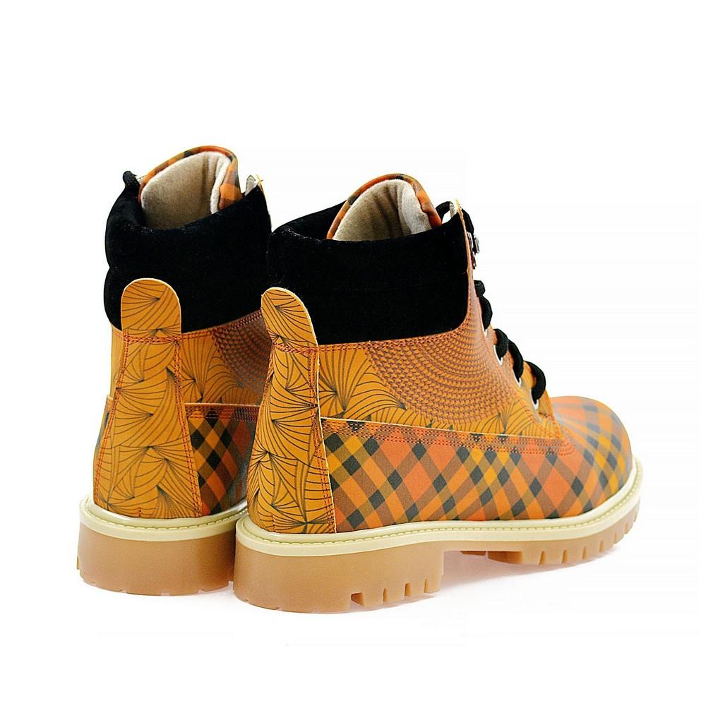 Yellow Pink & Black Drawings in Art Short Boots ACAT106 (1329355063392)