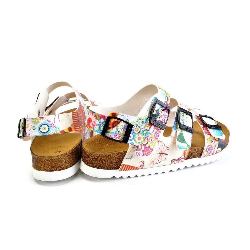 Colored Strip and Colored Flowers Mixed Patterned Clogs - CAL1902 (774934593632)