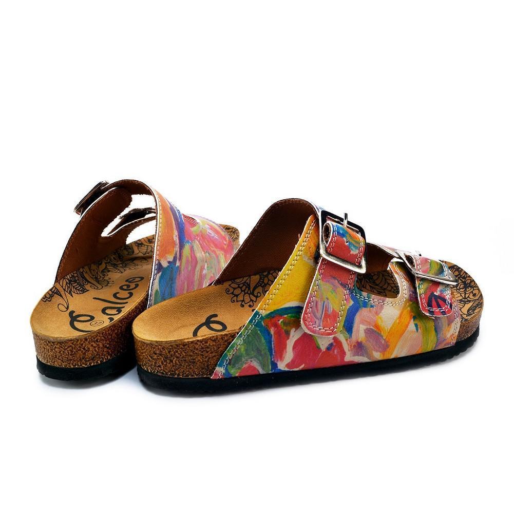 Red and Blue Oil Color Patterned Sandal - CAL214 (774942752864)