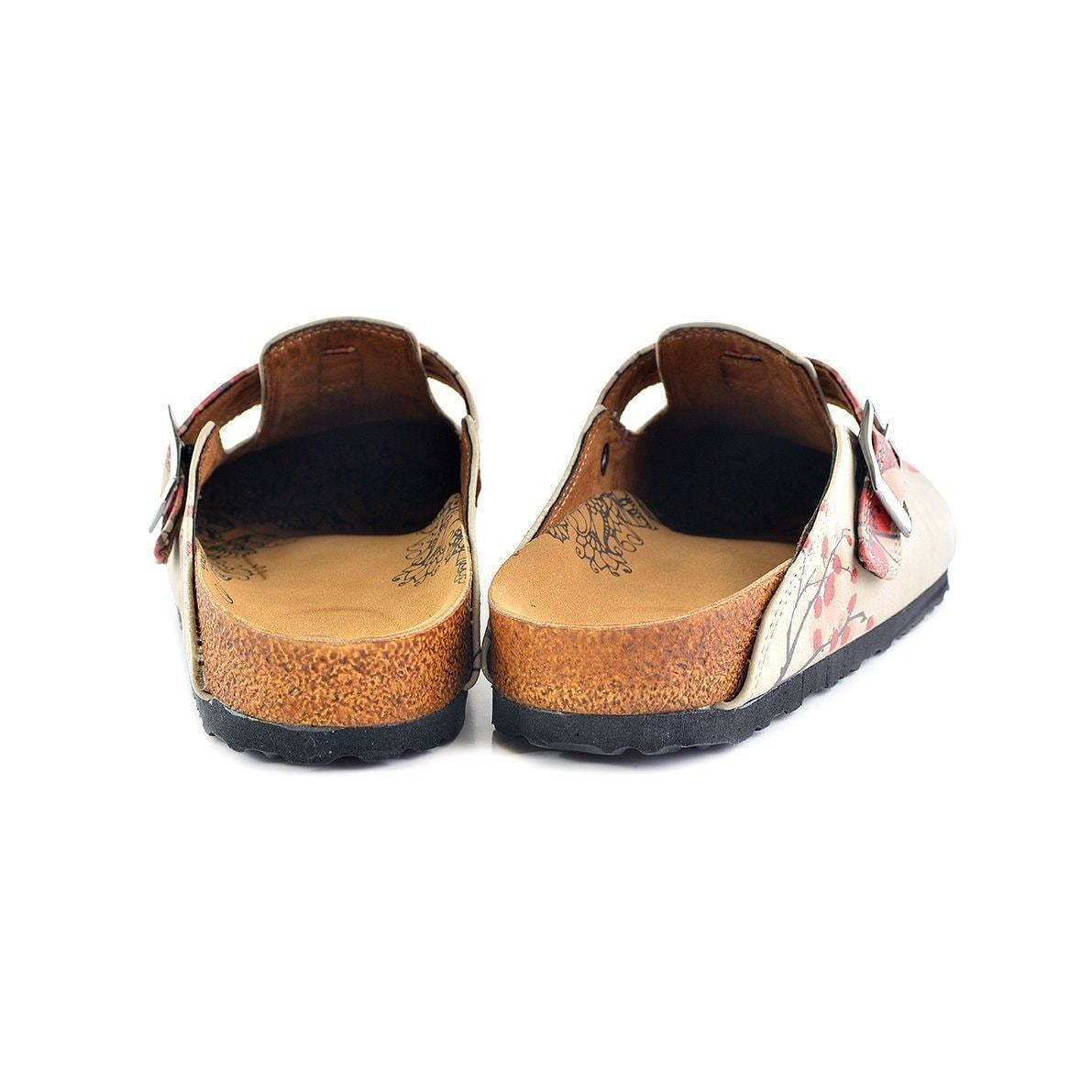 Cream & Red Floral Clogs CAL340 (737699758176)