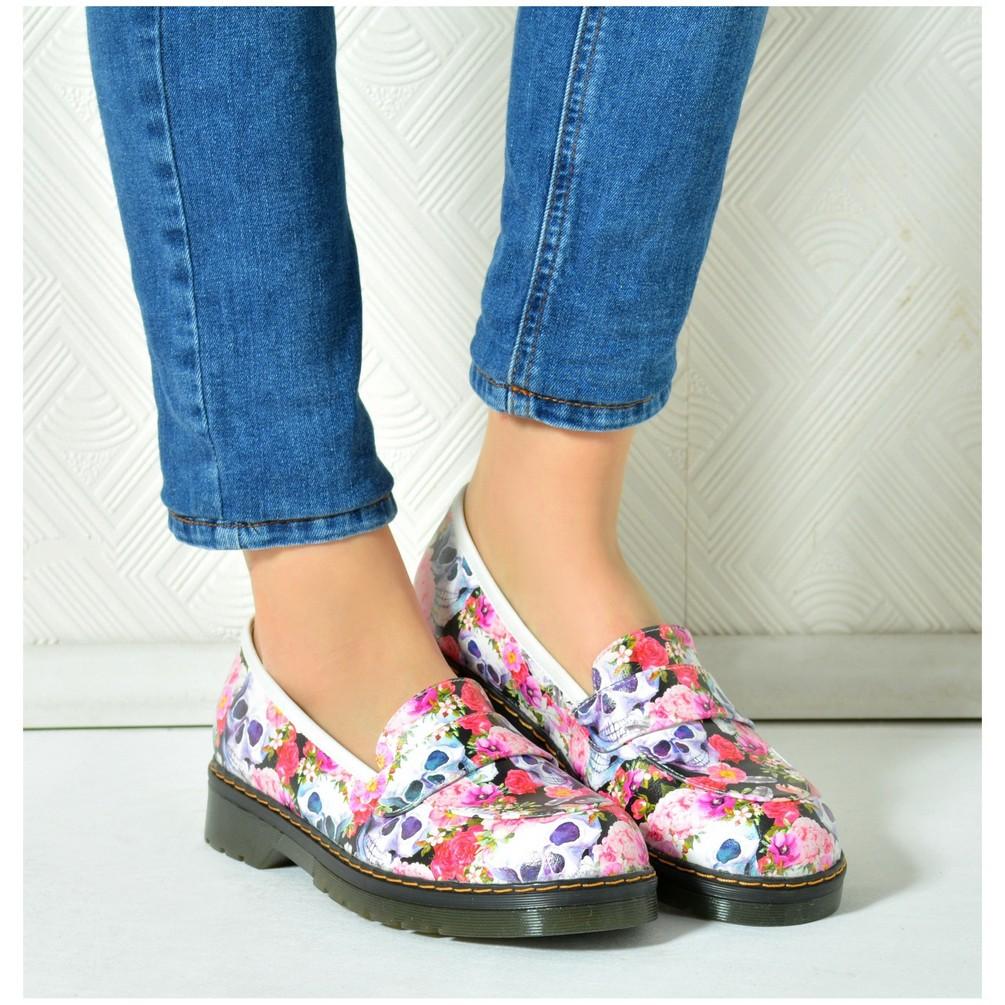 Skull and Flowers Oxford Shoes NMOX101 (770212757600)