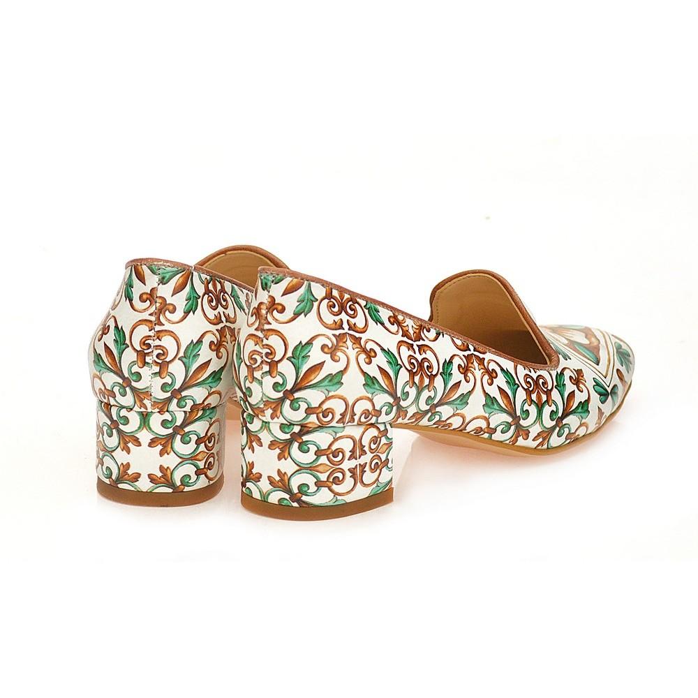 Pattern Flower Career Heel Shoes WDB107 (1421158350944)