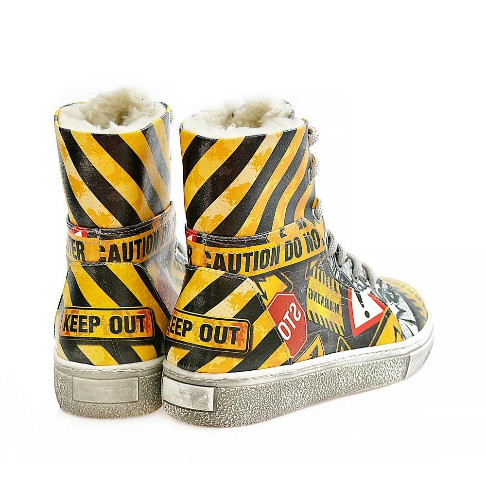 Warning Signs Short Boots WJAS116 (1421228540000)