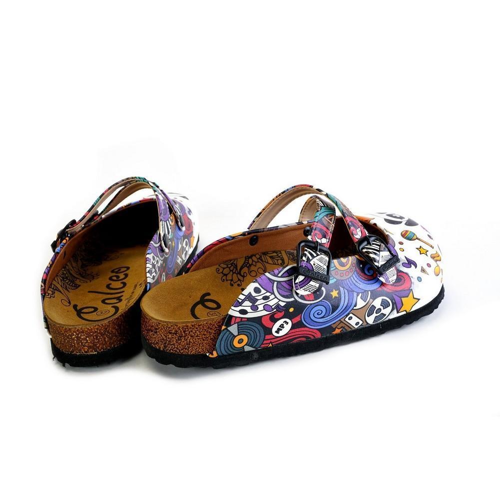 Colorful Moving and Mixed Patterned and White Dancing Panda Patterned Clogs - WCAL176 (774938493024)