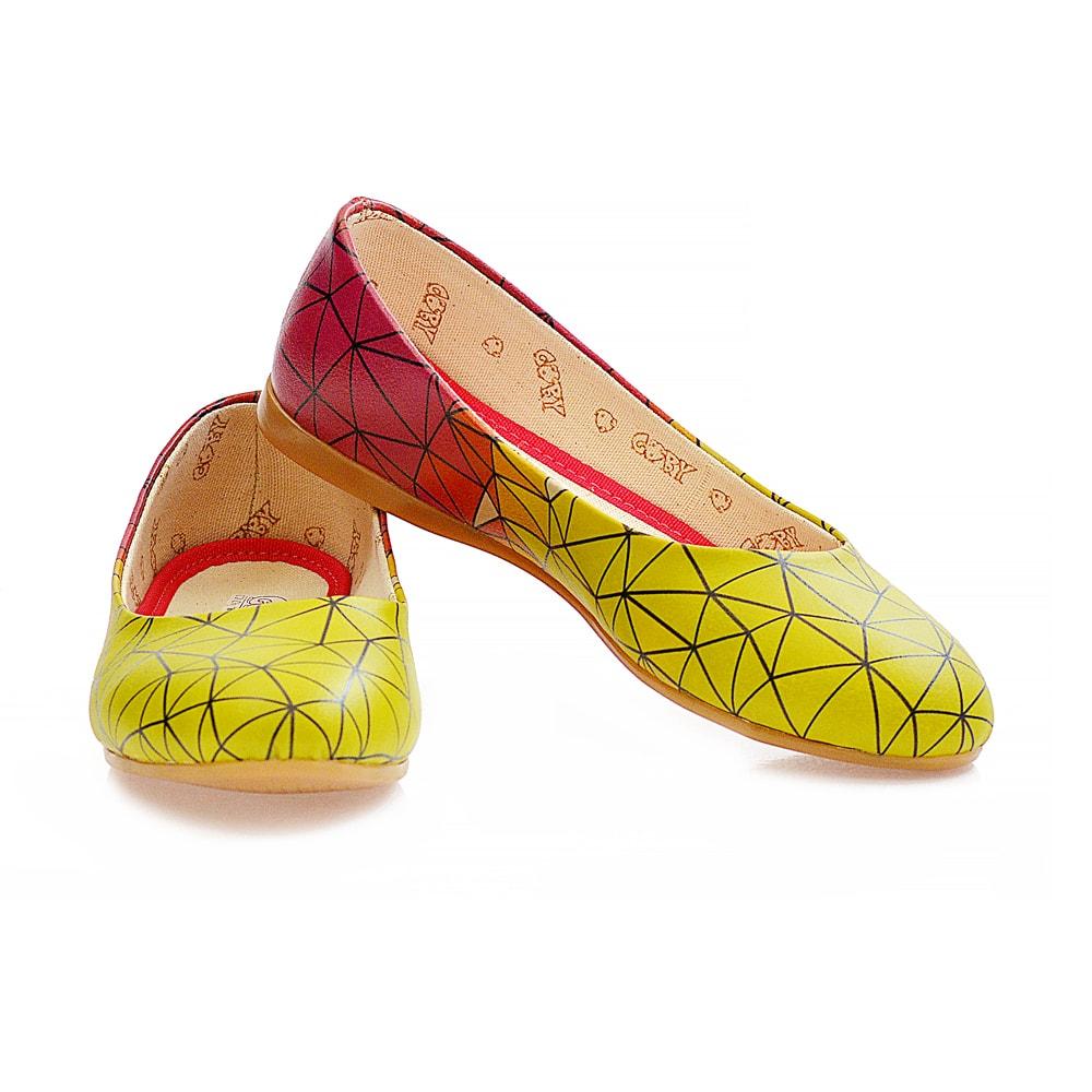 Yellow Red Prismas Ballerinas Shoes 1098 (506263928864)