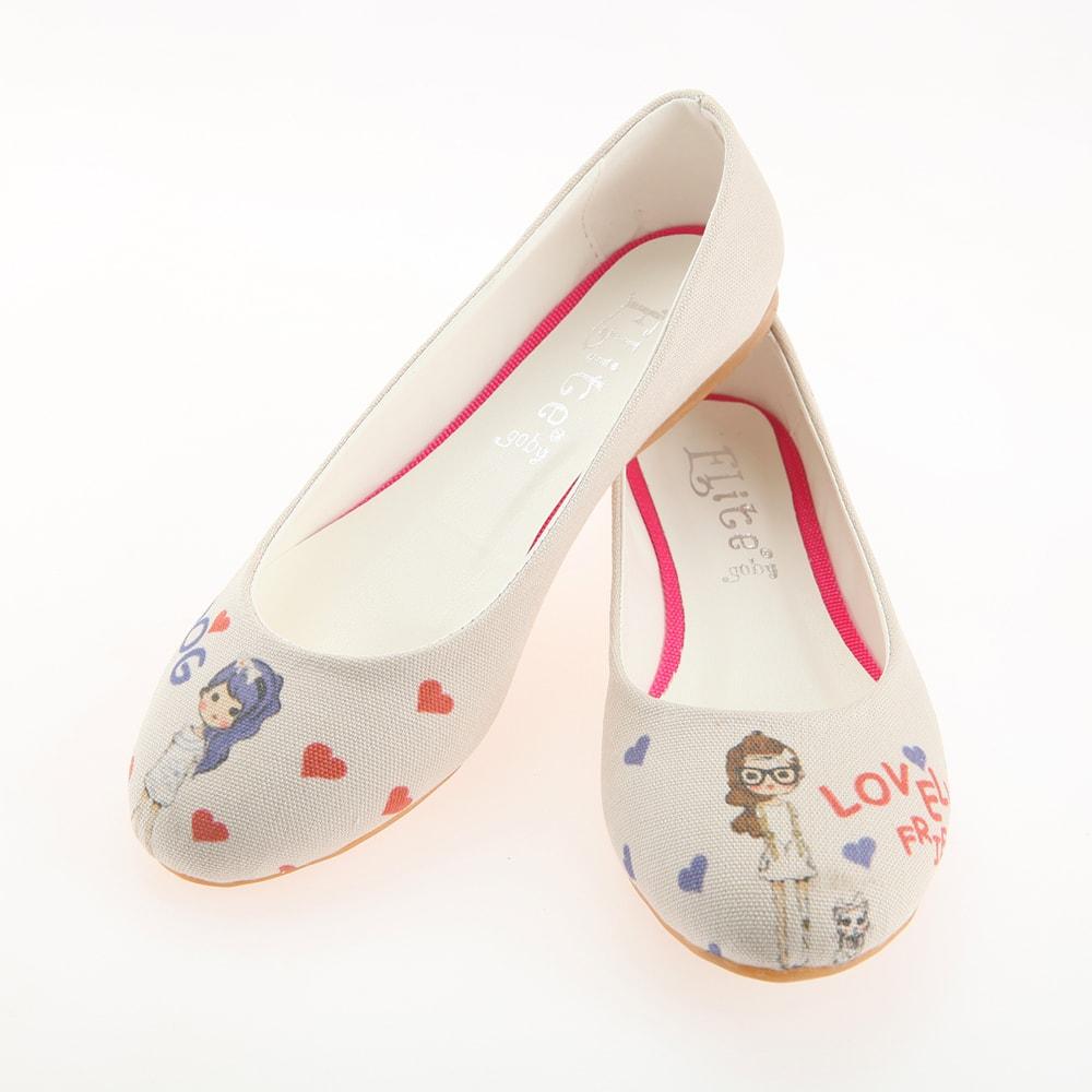 Cute Girls and Dogs Ballerinas Shoes 1111 (1405794058336)