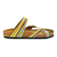 Yellow & Purple Geometric Strappy Sandal CAL1001 (737685307488)