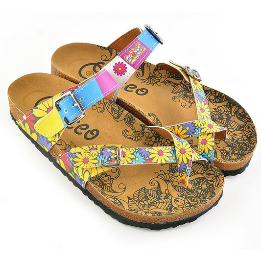 Yellow & Blue Floral Strappy Sandal CAL1002 (737685241952)