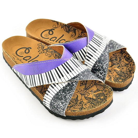 Purple & White Piano Cross-Strap Sandal CAL1102 (737683406944)