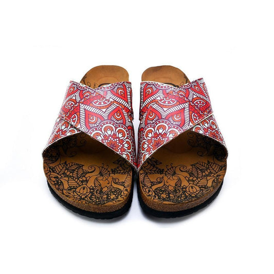 Orange, Red, White Flowers Patterned Sandal - CAL1111 (774940622944)