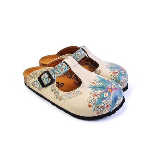 White & Blue Floral T-Strap Mule CAL1501 (774933348448)