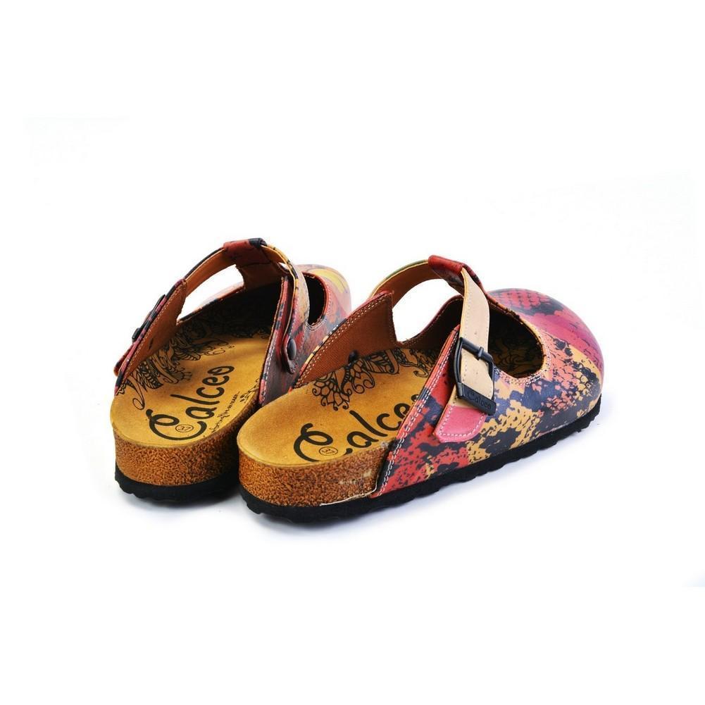 Red & Pink Abstract Woman T-Strap Mule CAL1506 (774933577824)