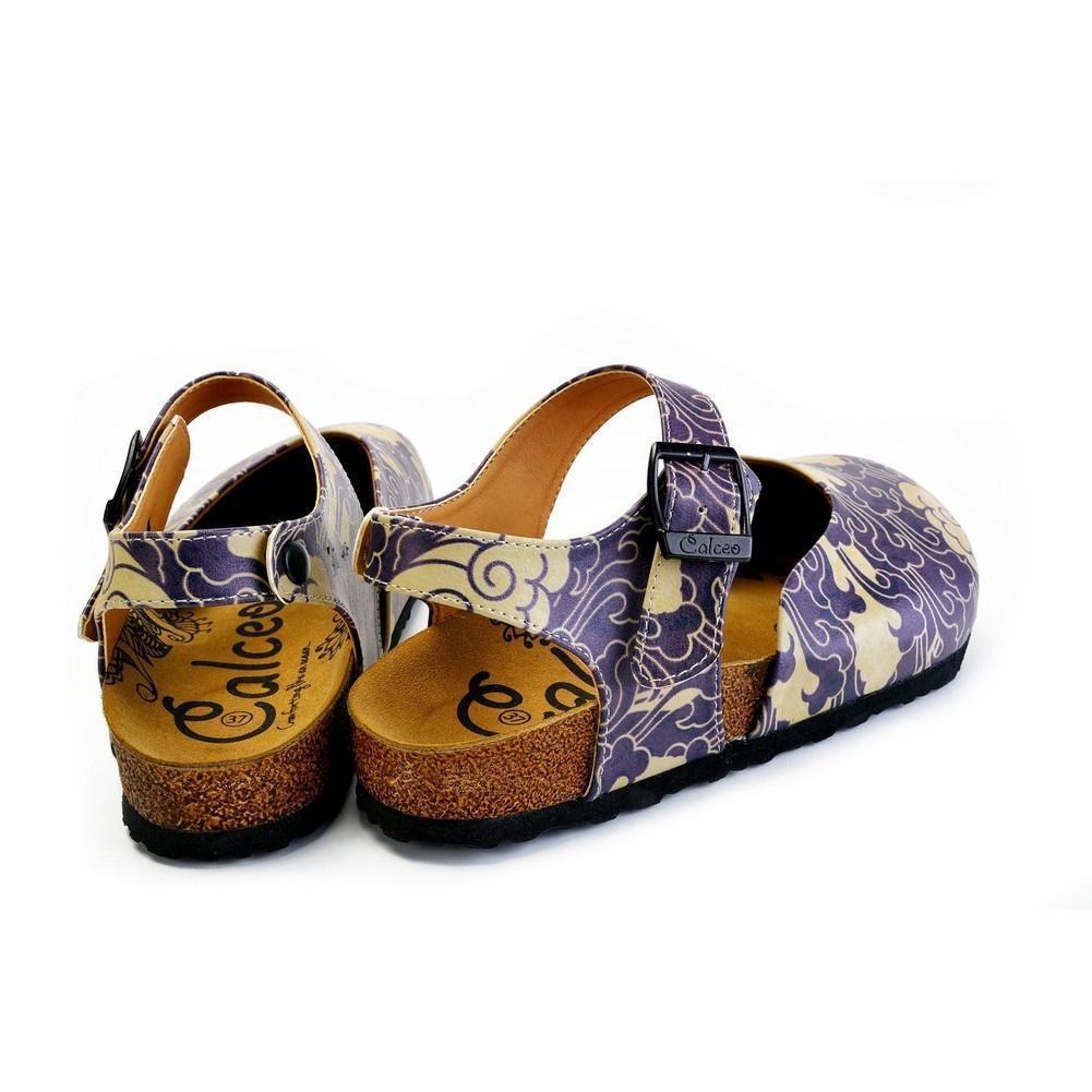 Dark Blue and Cream Windy Clouds Patterned Clogs - CAL1602 (774941245536)