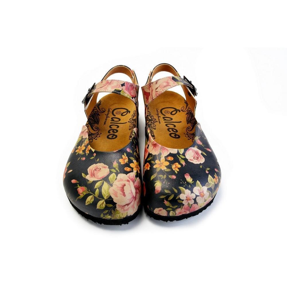 Pink Roses and Orange Flowers, Green Leaf Patterned Clogs - CAL1604 (774941474912)