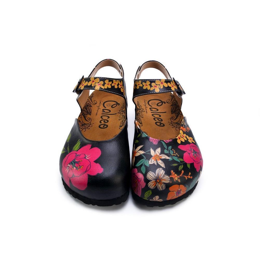 Pink, White, Orange Flowers and Blue, Green Leaf Patterned Clogs - CAL1609 (774942064736)
