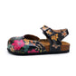 Pink, White, Orange Flowers and Blue, Green Leaf Patterned Clogs - CAL1609 (774942064736)