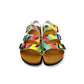 Green, Yellow, Black, Blue Colored Strip Patterned Clogs - CAL1901 (774934429792)