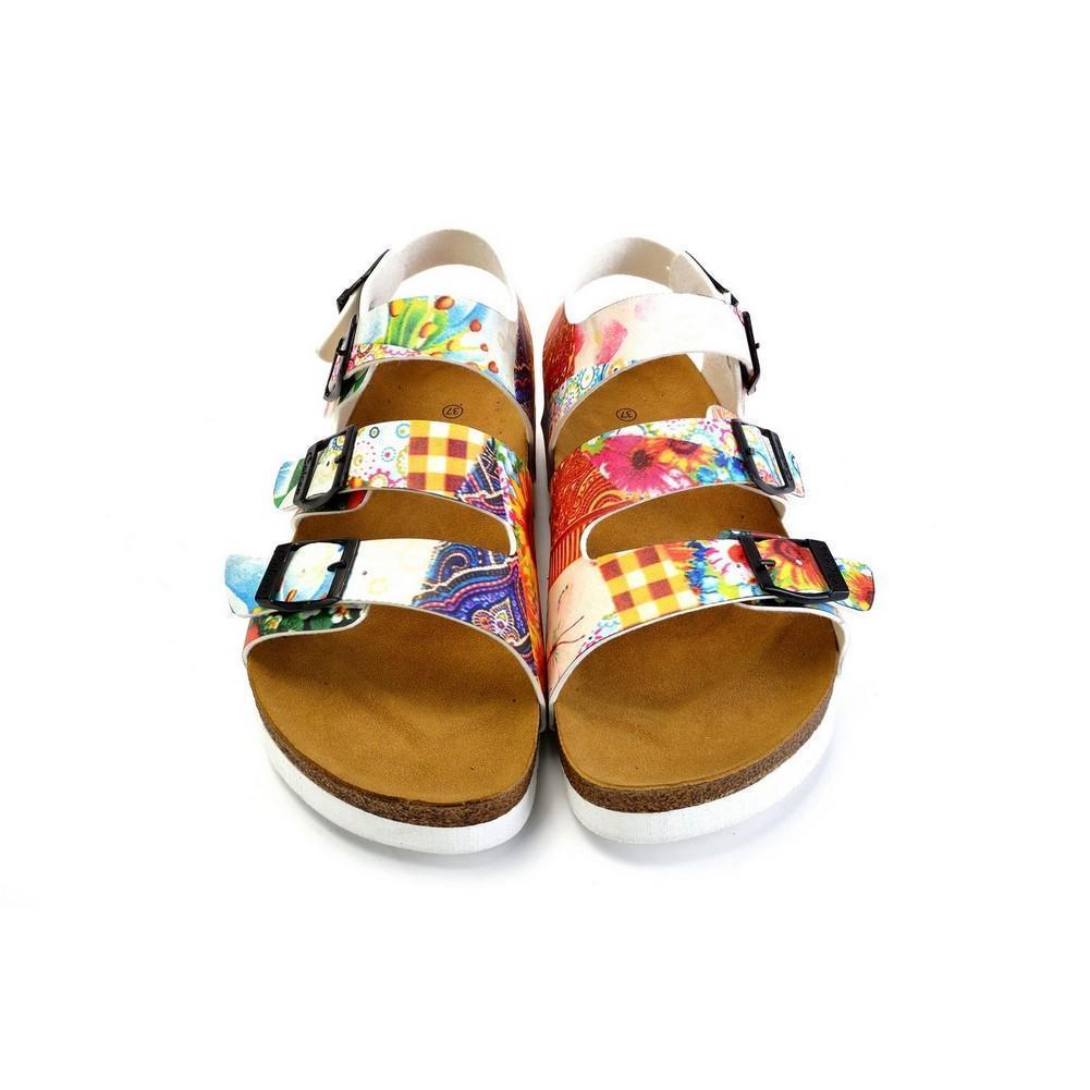 Colored Strip and Colored Flowers Mixed Patterned Clogs - CAL1902 (774934593632)