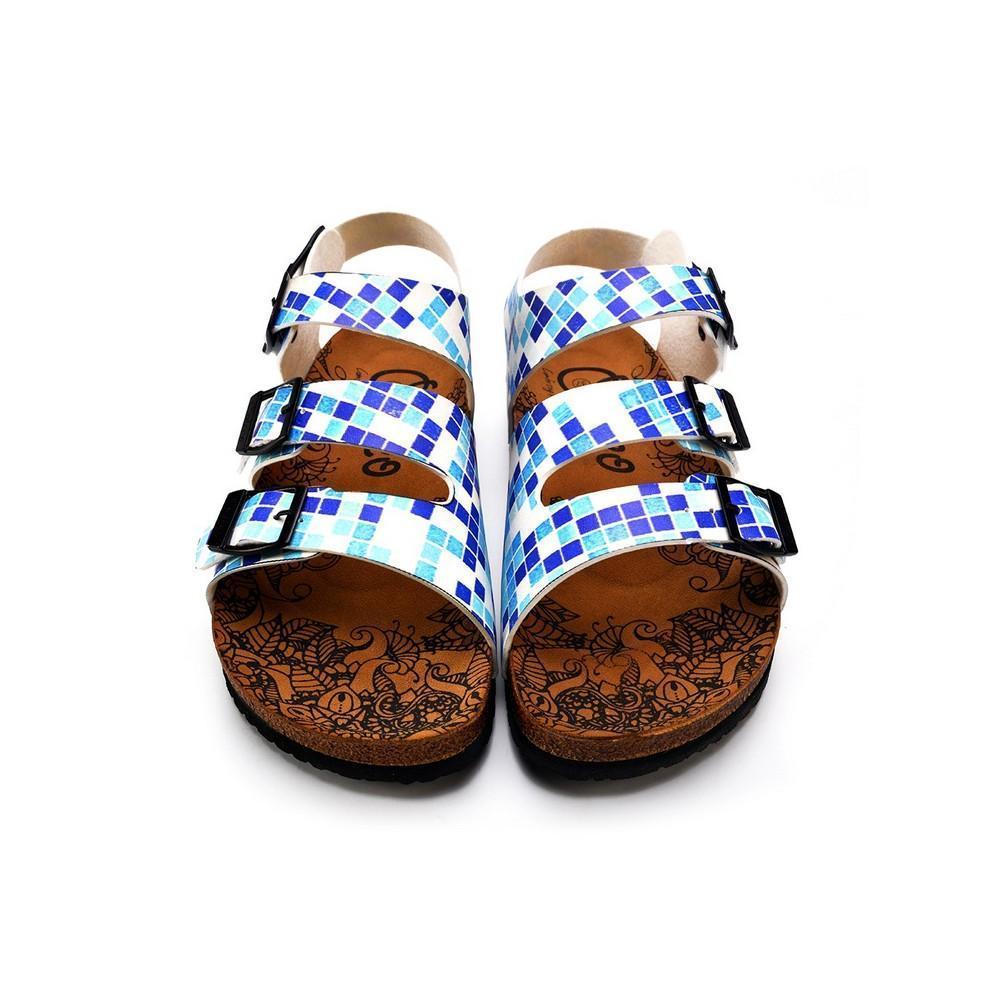 Blue, Dark Blue and Light Blue Color Square Patterned Clogs - CAL1903 (774934757472)