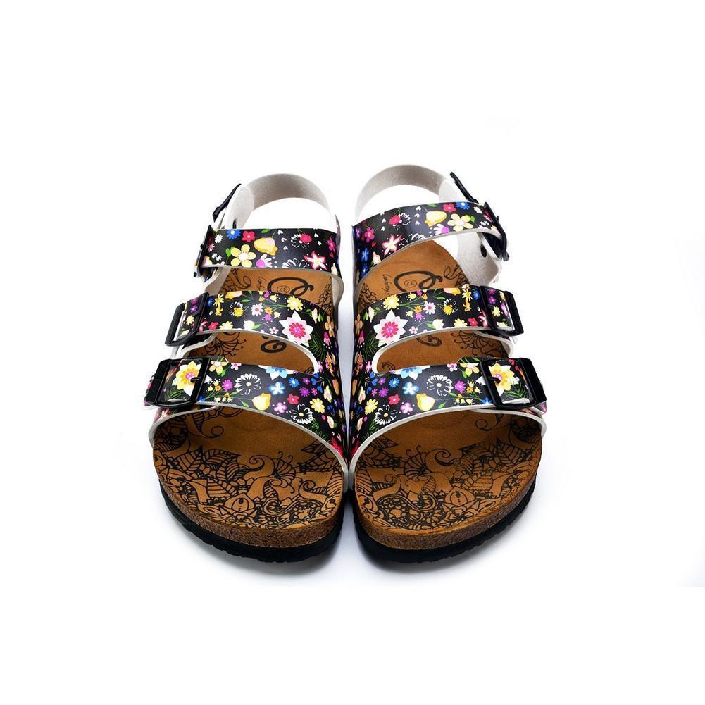 Colored Flowers and Black Patterned Clogs - CAL1906 (774944620640)