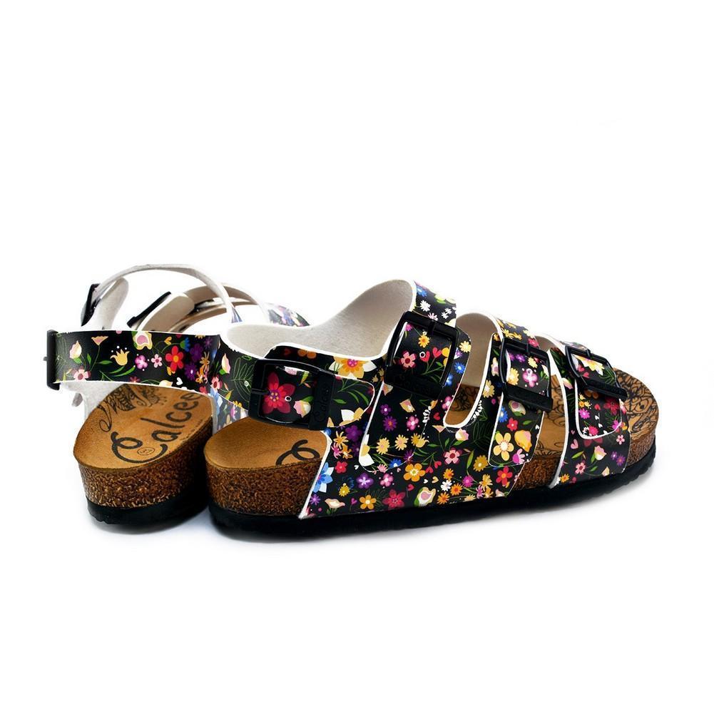 Colored Flowers and Black Patterned Clogs - CAL1906 (774944620640)