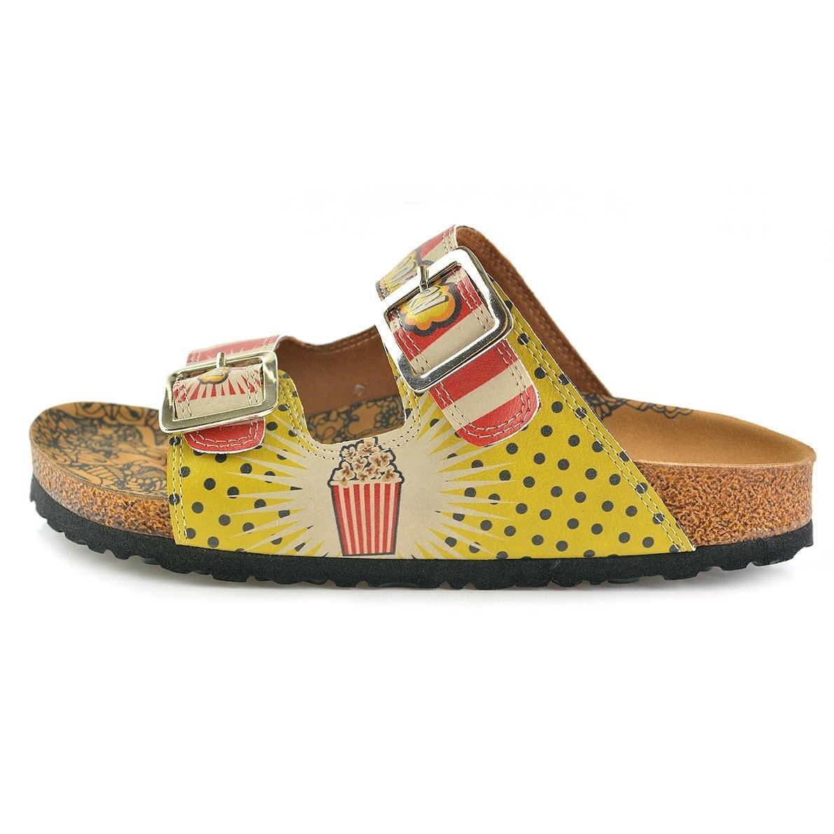 Red & Yellow Popcorn Two-Strap Buckle Sandal CAL203 (737682718816)