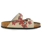 Cream & Red Floral Two-Strap Buckle Sandal CAL207 (737699856480)
