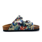 Blue, Green and Colored Flowers Patterned Sandal - CAL213 (774942621792)
