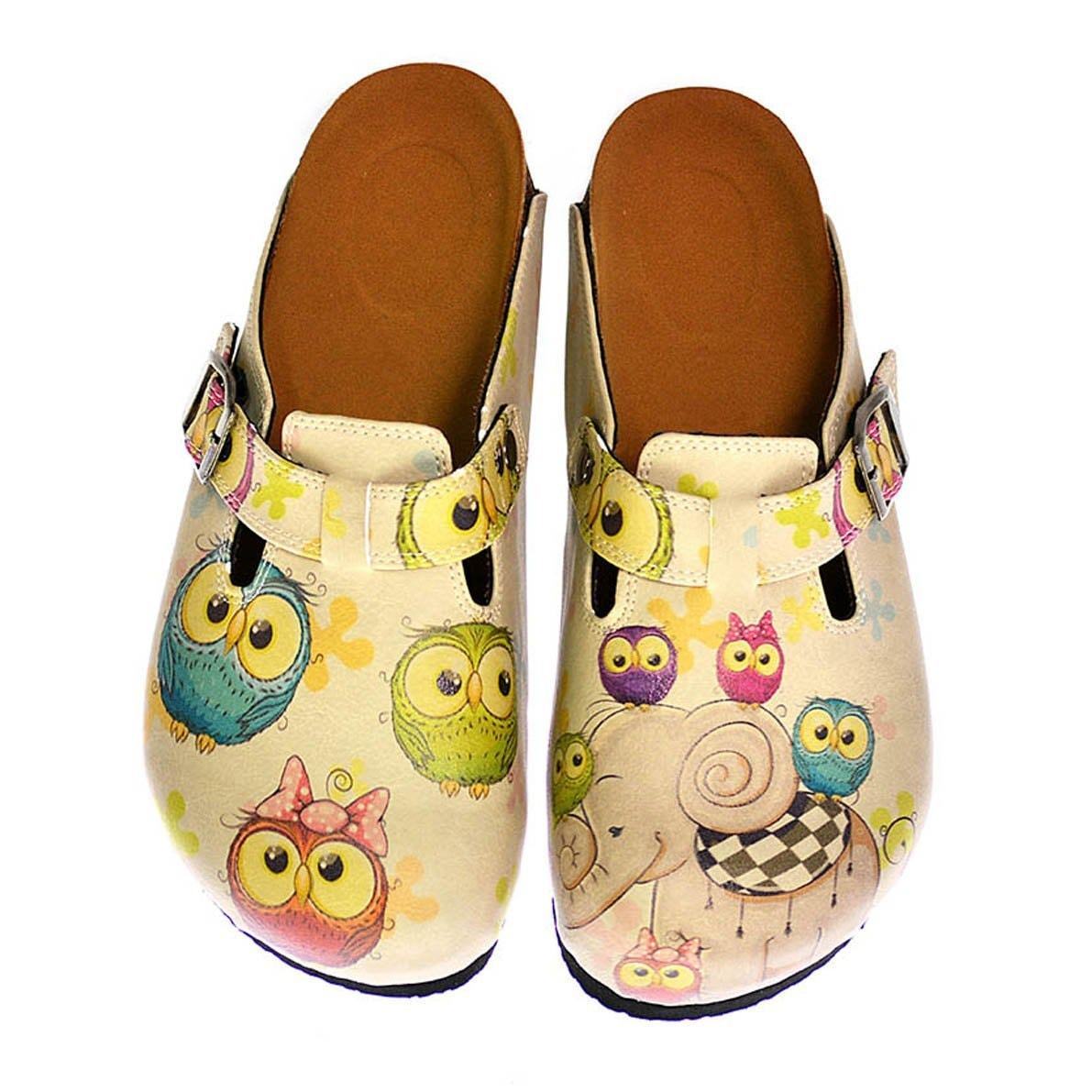Cream Owl & Elephant Clogs CAL315 (737681997920)