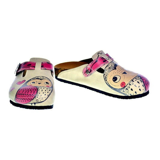 Cream & Pink Love Owls Clogs CAL316 (737681899616)