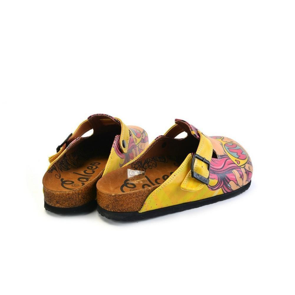 Pink & Yellow Wow Woman Slip-On Mule CAL373 (774935576672)