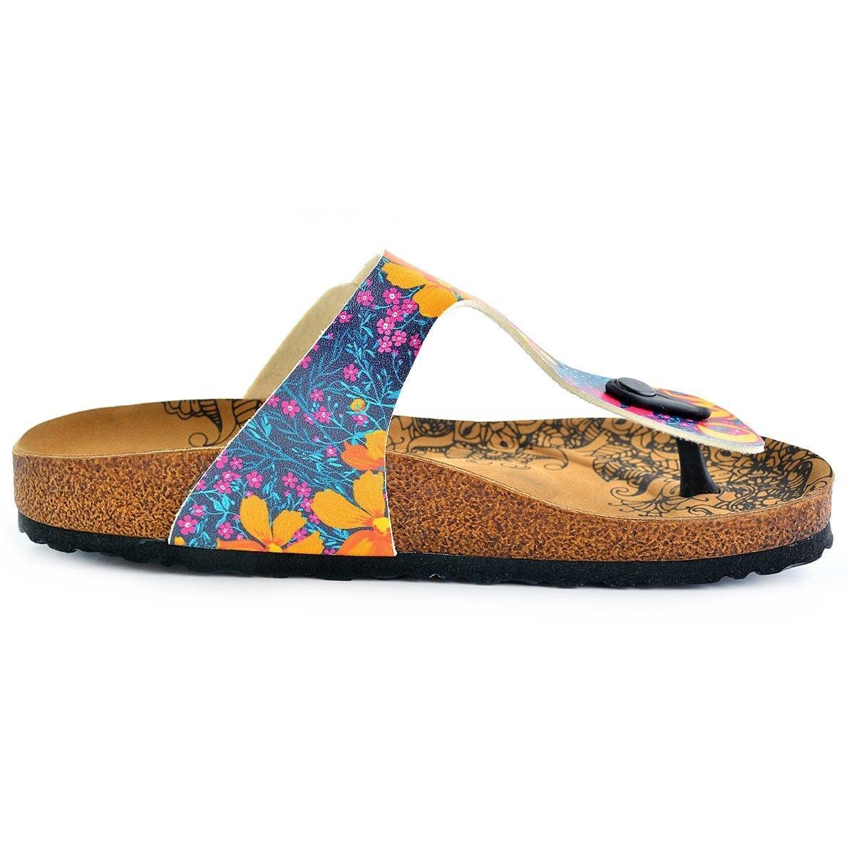 Yellow & Blue Meow T-Strap Sandal CAL517 (737680261216)