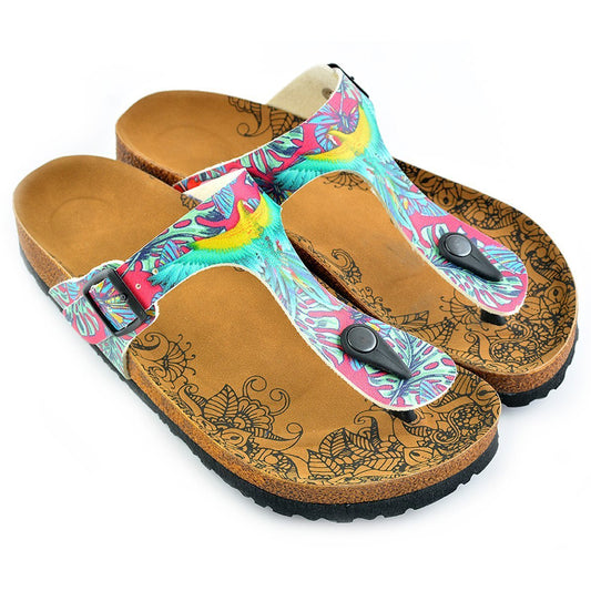 Pink & Turquoise T-Strap Sandal CAL518 (737699627104)