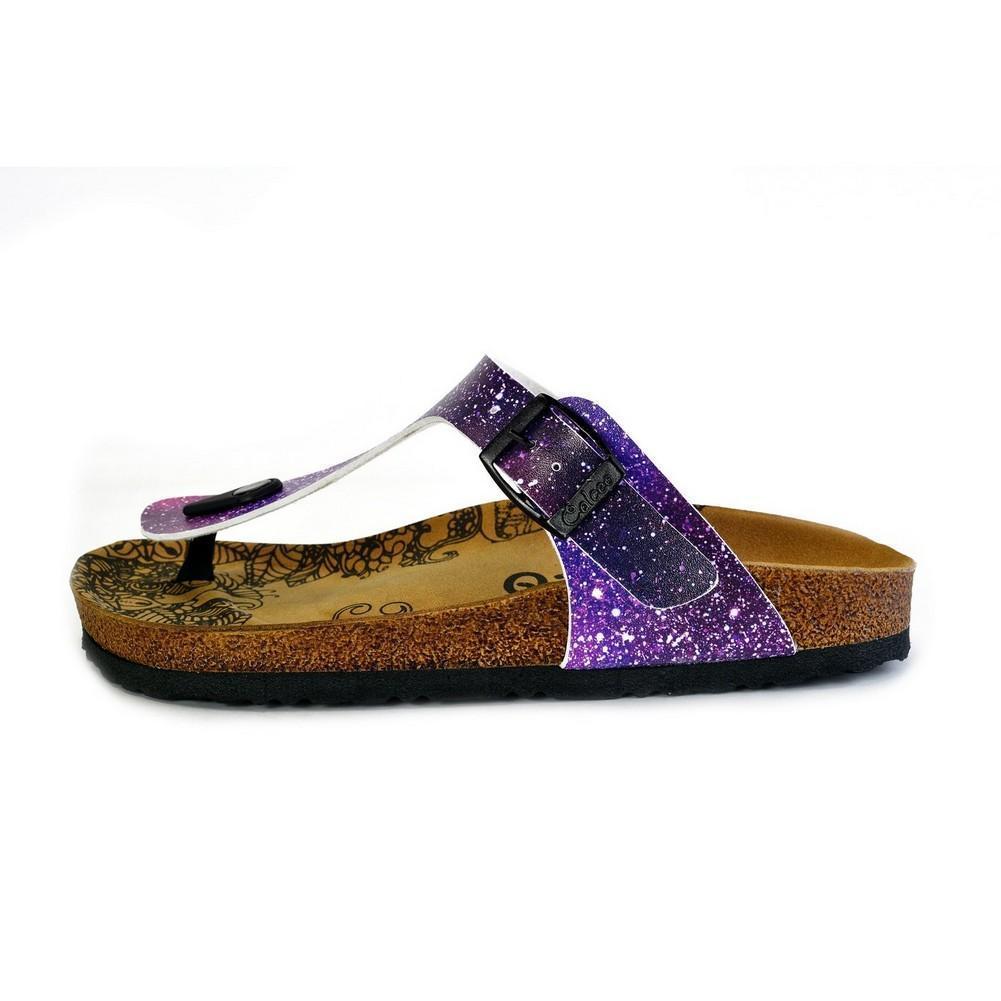 Purple, Blue, Pink Colored Space Star Bright, Patterned Sandal - CAL525 (774935838816)