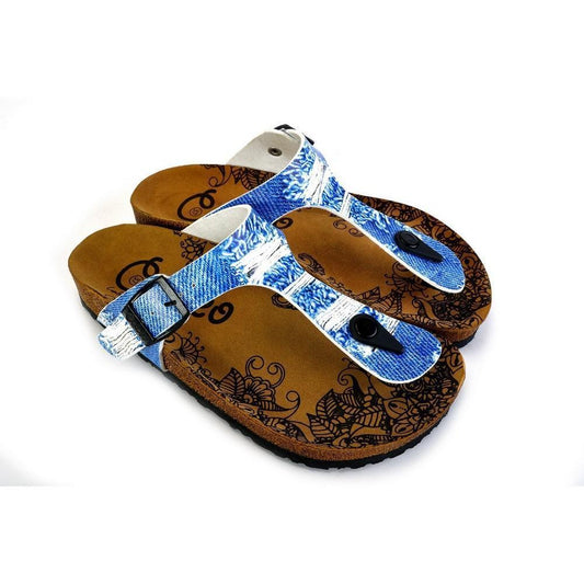Blue Jeans Patterned Sandal - CAL527 (774936002656)
