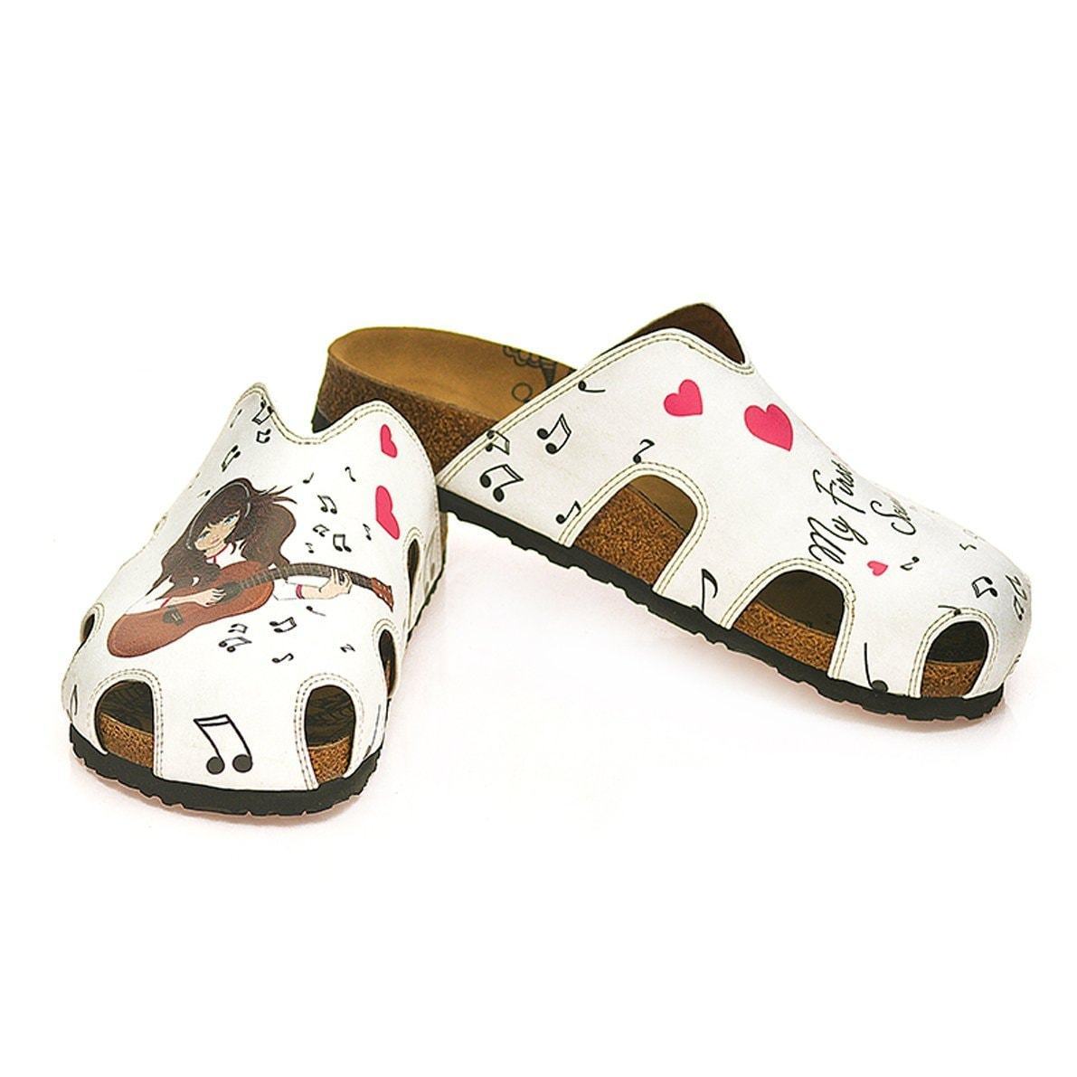 White Love & Guitar Clogs WCAL602 (737669972064)