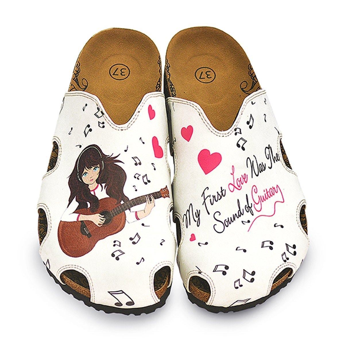 White Love & Guitar Clogs WCAL602 (737669972064)