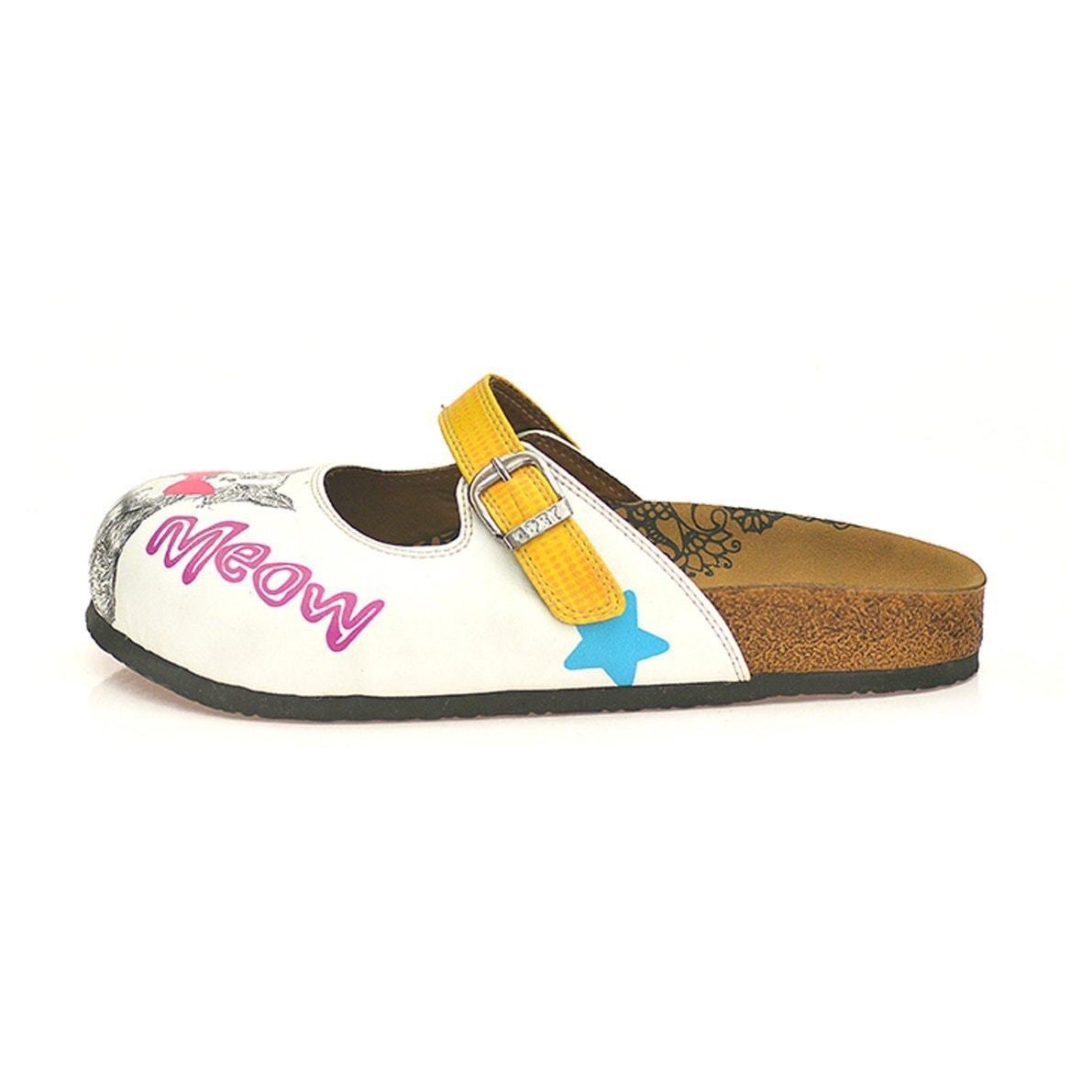 White & Yellow Cat Clogs CAL805 (737679474784)