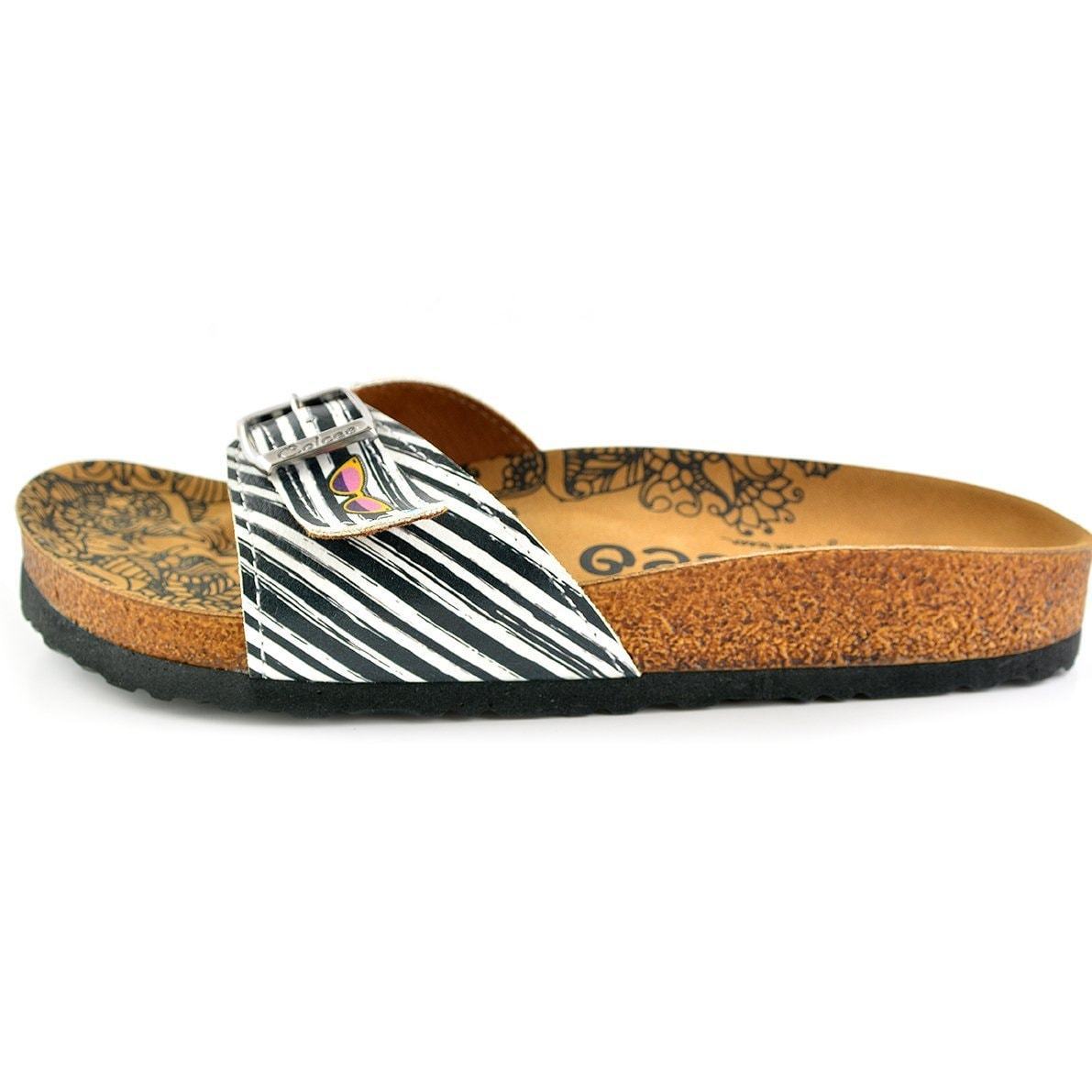 Black & White Lips Buckle-Accent Sandal CAL902 (737679114336)