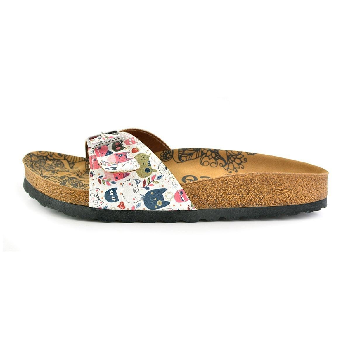 White & Red Cat Buckle-Accent Sandal CAL906 (737678950496)