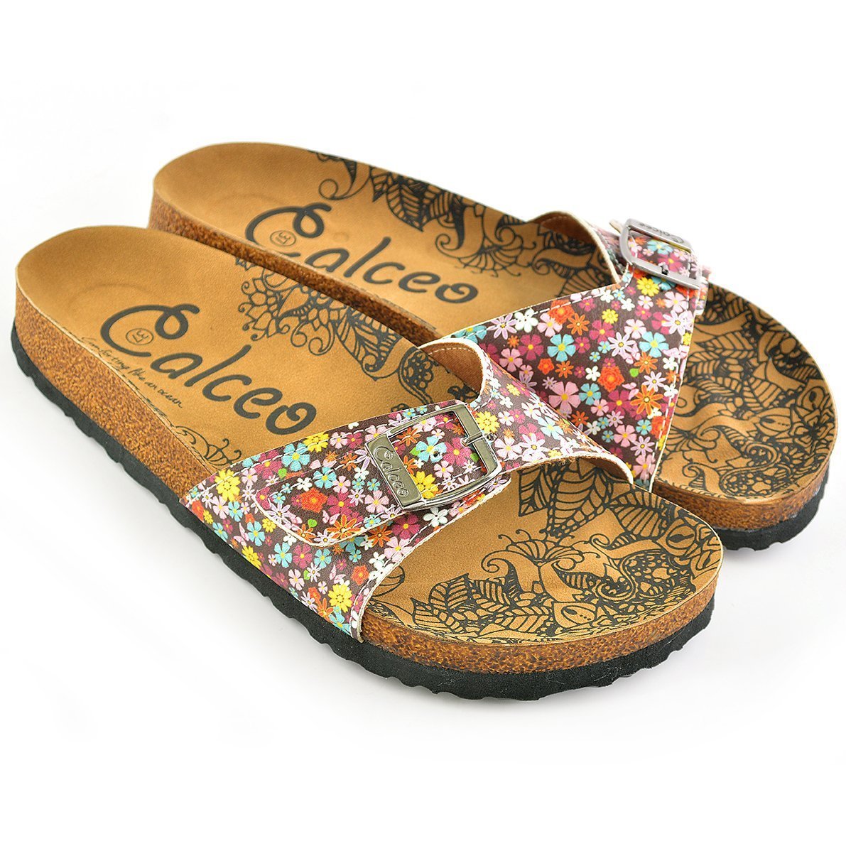 Pink Floral Buckle-Accent Sandal CAL908 (737678884960)