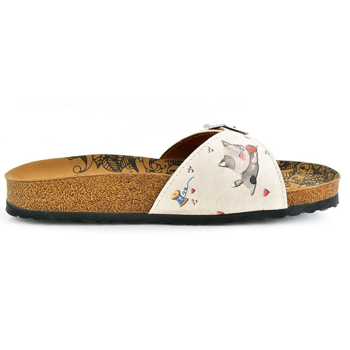 Ivory & Red Cat Buckle-Accent Sandal CAL909 (737678786656)