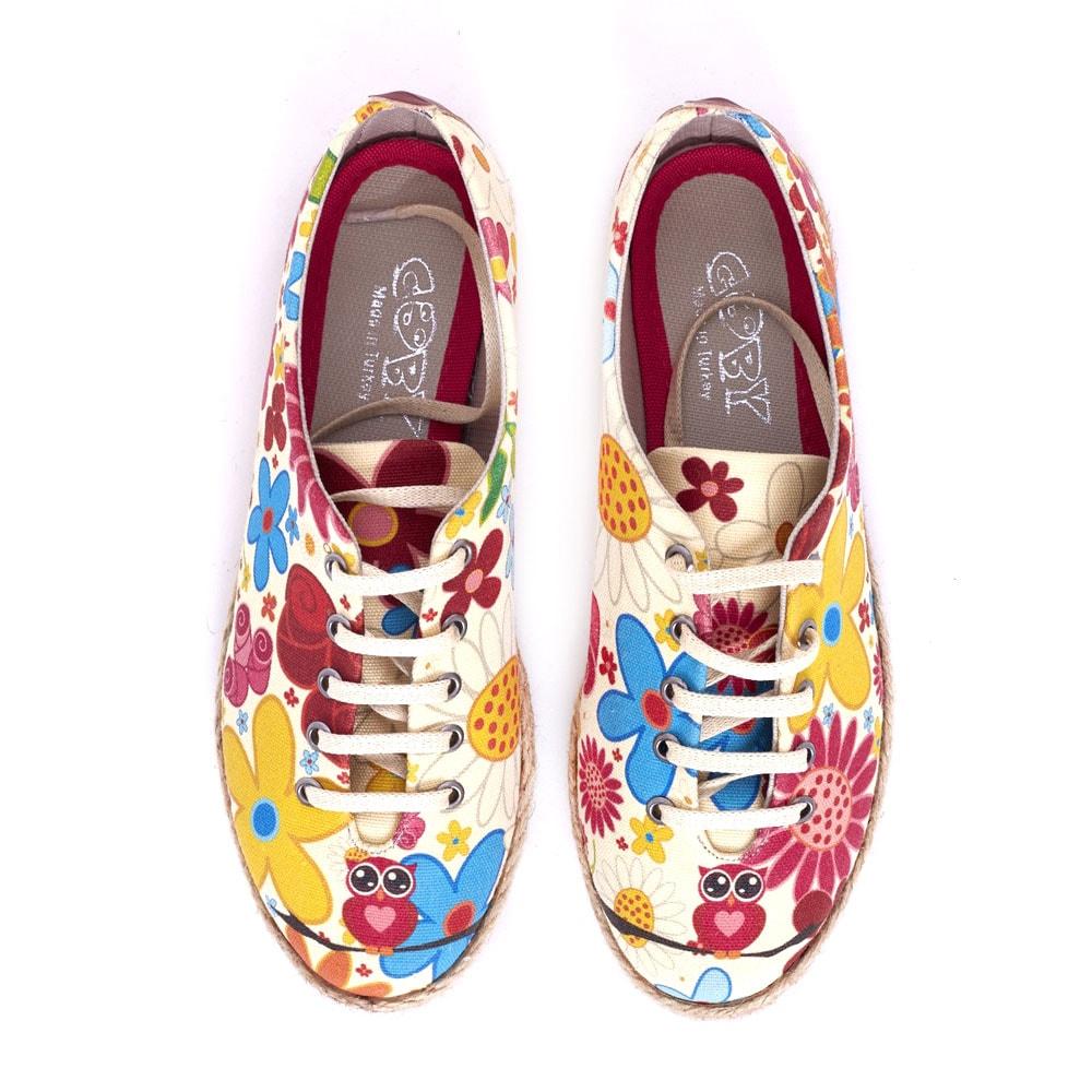 Cute Owl and Flowers Ballerinas Shoes FBR1221 (1405805658208)