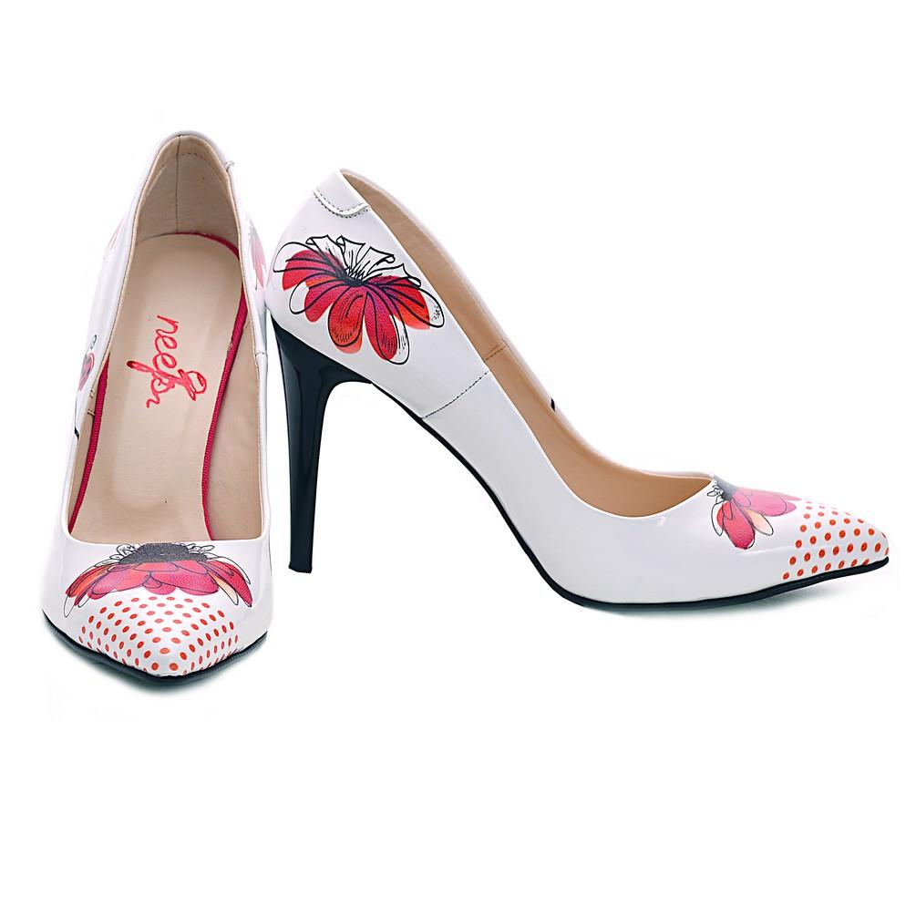 Flowers and Dots Heel Shoes NBS109 (770204106848)
