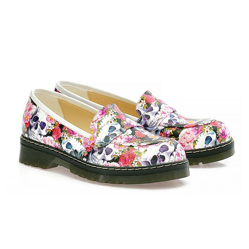 Skull and Flowers Oxford Shoes NMOX101 (770212757600)