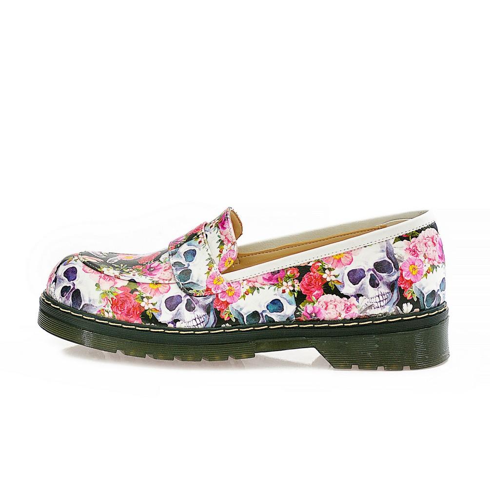 Skull and Flowers Oxford Shoes NMOX101 (770212757600)