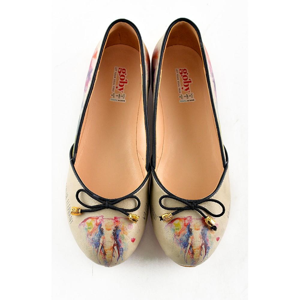 Flamboyant Elephant Ballerinas Shoes OMR7109 (2241842905184)