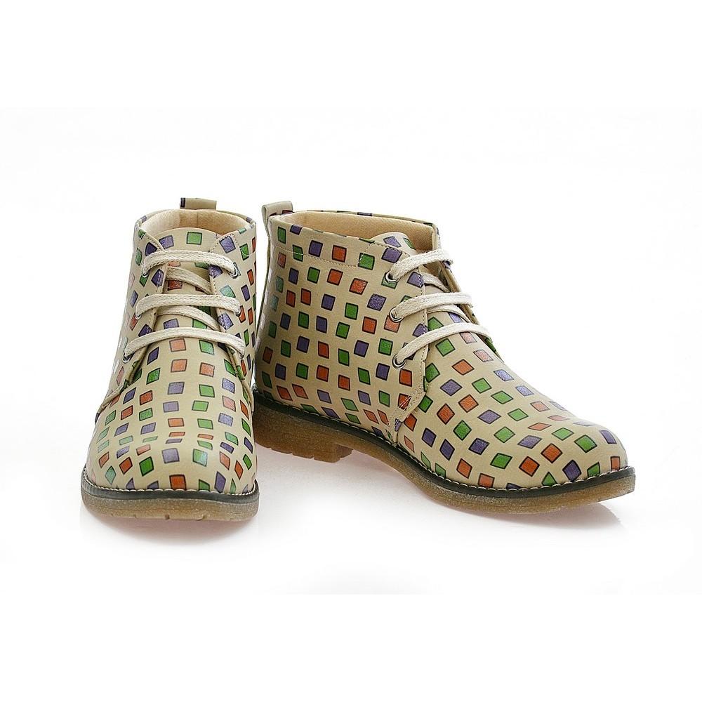 Colored Squares Ankle Boots PH202 (1421215137888)