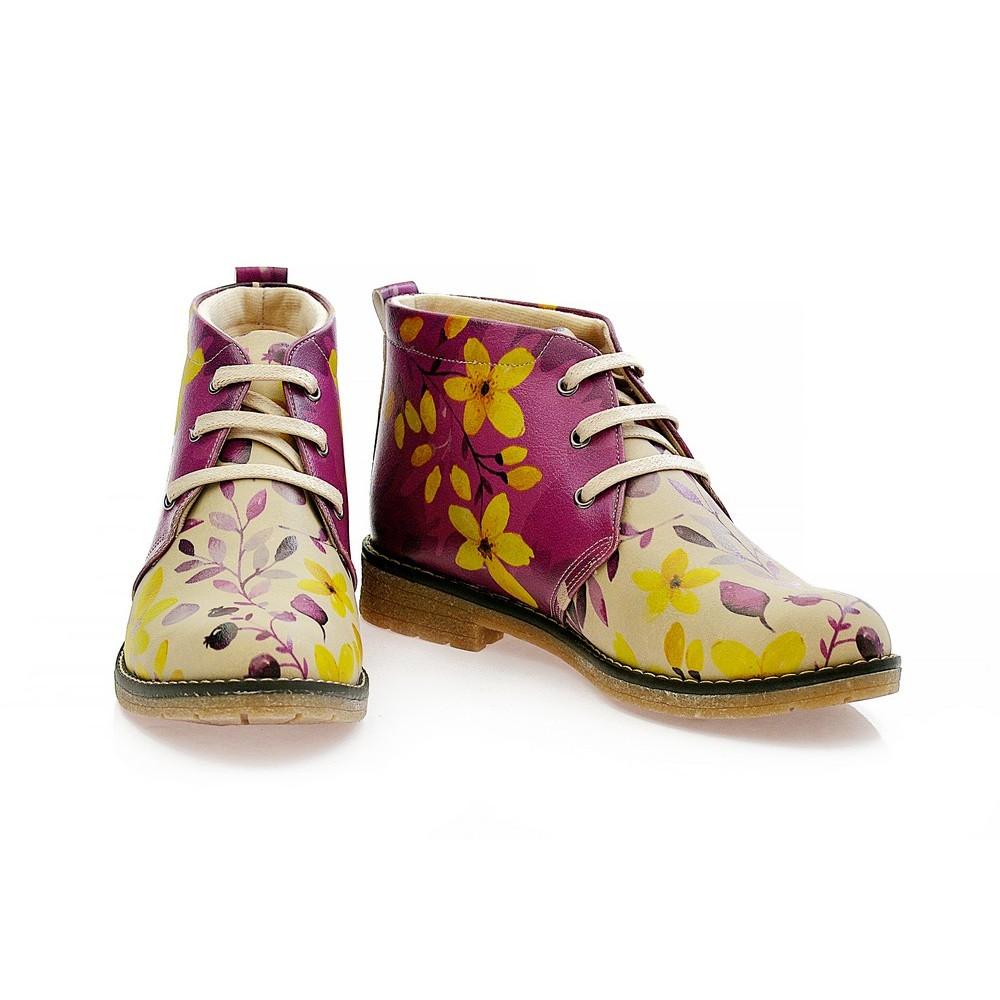 Autumn Flowers Ankle Boots PH215 (1421216743520)