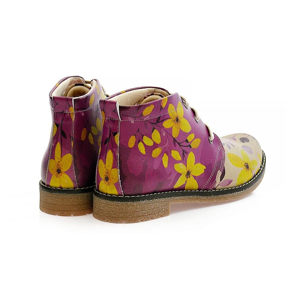 Autumn Flowers Ankle Boots PH215 (1421216743520)